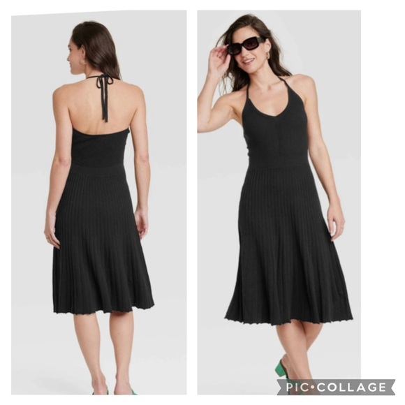 a new day Dresses & Skirts - NWT A NEW DAY BLACK HALTER RAYON BLEND KNIT DRESS